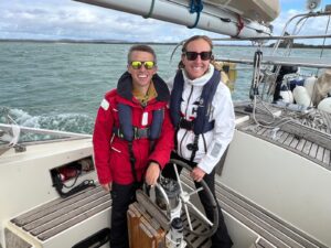 Fran and Jack standing in the cockpit