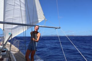 The first sight of Antigua in the background